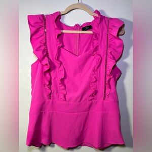 Milk & Honey Pink Ruffle Peplum Top Size Large Flowy Feminine Spring